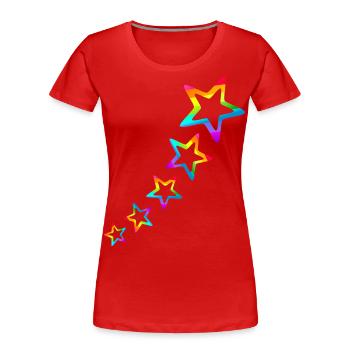 Stern bunte Sterne Regenbogen Farbverlauf - Frauen Premium Bio T-Shirt - Rot - Vorne - Mia (176cm)