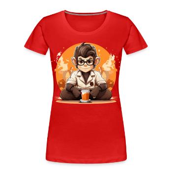 Mélange de café Primate Brew Barista - T-shirt bio Premium Femme - rouge - Devant - Mia (176cm)