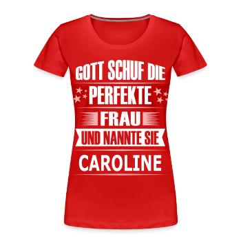 CAROLINE - Frauen Premium Bio T-Shirt - Rot - Vorne - Mia (176cm)