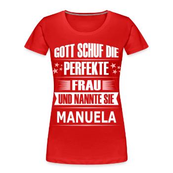 MANUELA - Frauen Premium Bio T-Shirt - Rot - Vorne - Mia (176cm)
