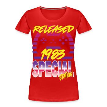 Released 1983 Special Edition - Frauen Premium Bio T-Shirt - Rot - Vorne - Mia (176cm)