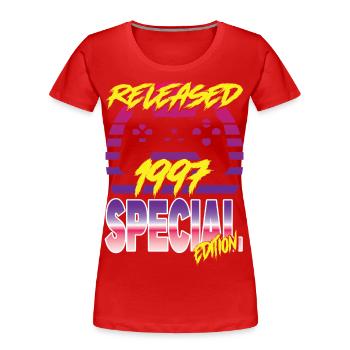 Released 1997 Special Edition - Frauen Premium Bio T-Shirt - Rot - Vorne - Mia (176cm)