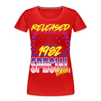 Released 1982 Special Edition - Frauen Premium Bio T-Shirt - Rot - Vorne - Mia (176cm)