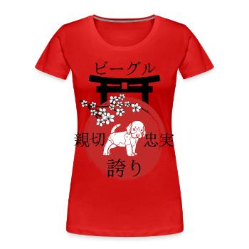Beagle Japan Kanji Style for Dog Lovers - Women's Premium Organic T-Shirt - red - Front - Mia (176cm)