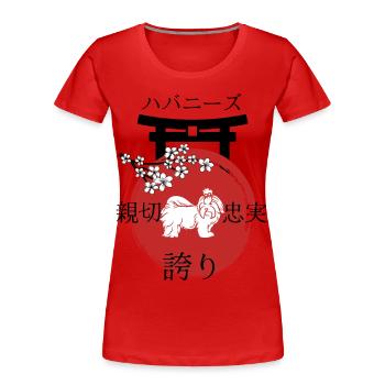 Havanese Japan Kanji style for dog lovers - Women's Premium Organic T-Shirt - red - Front - Mia (176cm)