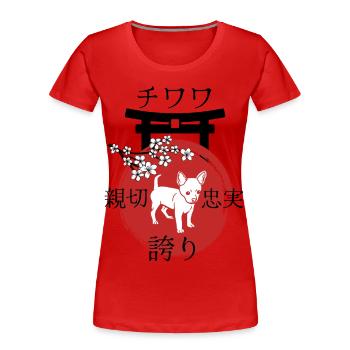 Chihuahua Japan Kanji Style Dog Lovers - Women's Premium Organic T-Shirt - red - Front - Mia (176cm)