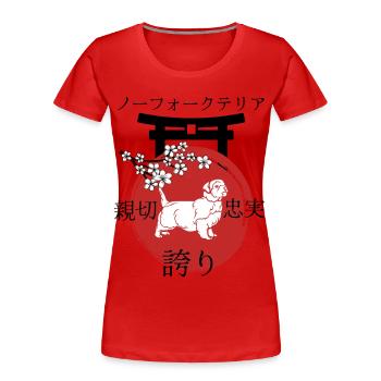Norfolk Terrier Japan Kanji - Frauen Premium Bio T-Shirt - Rot - Vorne - Mia (176cm)