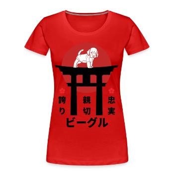 Beagle Japan Kanji Style for Dog Lovers - Women's Premium Organic T-Shirt - red - Front - Mia (176cm)