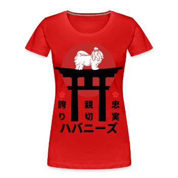 Havanese Japan Kanji Style for Dog Lovers - Women's Premium Organic T-Shirt - red - Front - Mia (176cm)