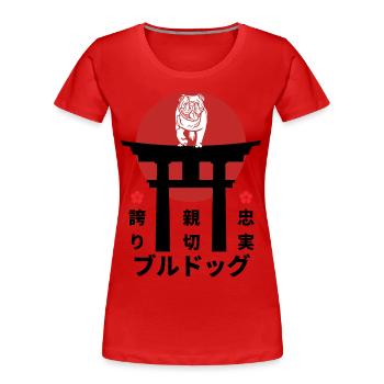 Bulldog Japan Kanji Style Dog Lovers - Women's Premium Organic T-Shirt - red - Front - Mia (176cm)