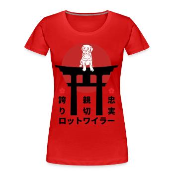 Rottweiler Japan Kanji Style Dog Lovers - Women's Premium Organic T-Shirt - red - Front - Mia (176cm)