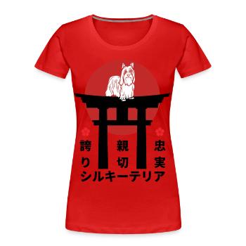 Silky terrier Japan Kanji Stil für Hundeliebhaber - Frauen Premium Bio T-Shirt - Rot - Vorne - Mia (176cm)