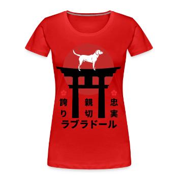 Labrador Japan Kanji Style for Dog Lovers - Women's Premium Organic T-Shirt - red - Front - Mia (176cm)