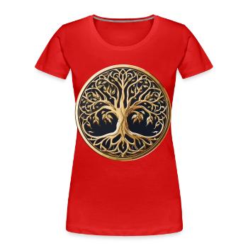 Baum des Lebens - Frauen Premium Bio T-Shirt - Rot - Vorne - Mia (176cm)