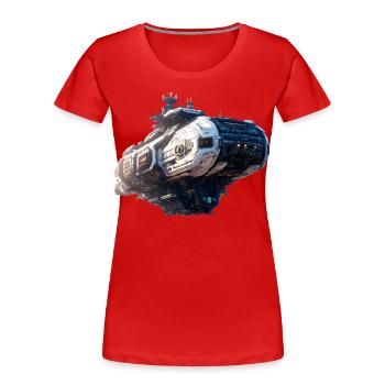 Cyberpunk-Raumschiff - Frauen Premium Bio T-Shirt - Rot - Vorne - Mia (176cm)