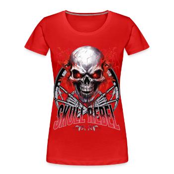 Skull Skull Skeleton Motorcycle Biker Gang - Women's Premium Organic T-Shirt - red - Front - Mia (176cm)