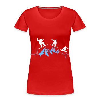 Heart palpitations - Mountain - Snowboard - Women's Premium Organic T-Shirt - red - Front - Mia (176cm)