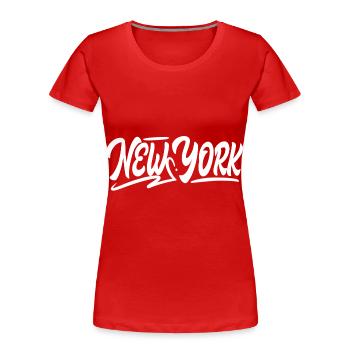 NEW YORK - T-shirt bio Premium Femme - rouge - Devant - Mia (176cm)