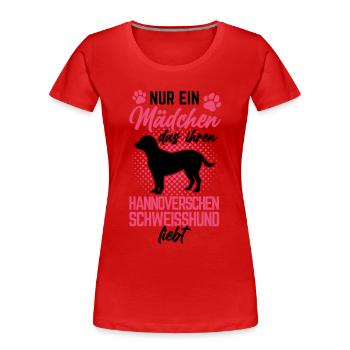Mädchen das Hannoverscher Schweißhund liebt - Frauen Premium Bio T-Shirt - Rot - Vorne - Mia (176cm)