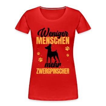 Mehr Zwergpinscher Rehpinscher Pinscher - Frauen Premium Bio T-Shirt - Rot - Vorne - Mia (176cm)