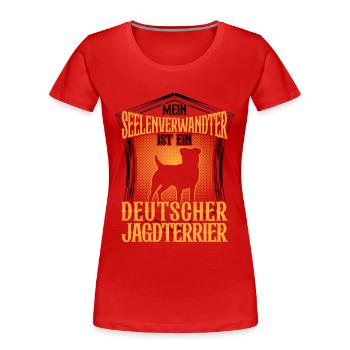 Mein Deutscher Jagdterrier ist Seelenverwandter - Frauen Premium Bio T-Shirt - Rot - Vorne - Mia (176cm)