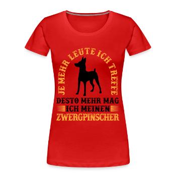 Zwergpinscher mehr mögen Pinscher - Frauen Premium Bio T-Shirt - Rot - Vorne - Mia (176cm)