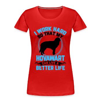 Hovawart arbeite hart derber Bauernhund - Frauen Premium Bio T-Shirt - Rot - Vorne - Mia (176cm)
