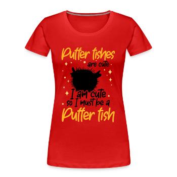 Ich bin ein Kugelfisch Aquaristik Kugelfisch - Frauen Premium Bio T-Shirt - Rot - Vorne - Mia (176cm)
