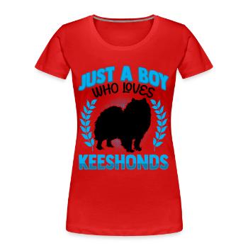 Junge der Wolfsspitz liebt Deutscher Spitz - Frauen Premium Bio T-Shirt - Rot - Vorne - Mia (176cm)