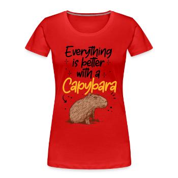 Everything is better with capybara capybara - Women's Premium Organic T-Shirt - red - Front - Mia (176cm)