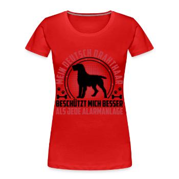 German wirehaired dog protects me better - Women's Premium Organic T-Shirt - red - Front - Mia (176cm)