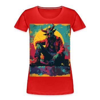 The Devil - Skull, Totenkopf, Teufel - Frauen Premium Bio T-Shirt - Rot - Vorne - Mia (176cm)