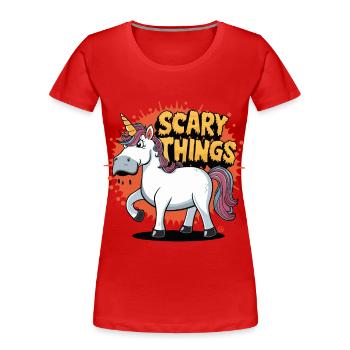 Einhorn - Skull, Skelett, Comicstyle - Frauen Premium Bio T-Shirt - Rot - Vorne - Mia (176cm)