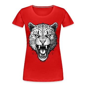 Léopard rugissant - T-shirt bio Premium Femme - rouge - Devant - Mia (176cm)