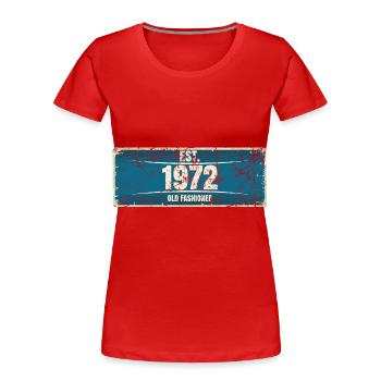 50. Geburtstag 1972 Nummernschild - Frauen Premium Bio T-Shirt - Rot - Vorne - Mia (176cm)