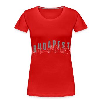 Budapest Skyline - Frauen Premium Bio T-Shirt - Rot - Vorne - Mia (176cm)