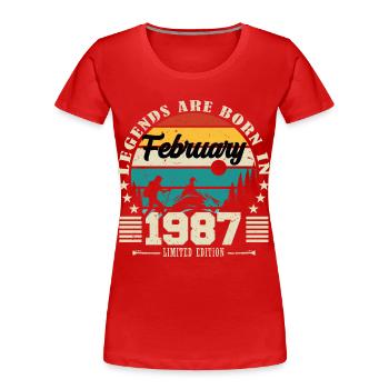 février 1987. Cadeau d'anniversaire février 1987. - T-shirt bio Premium Femme - rouge - Devant - Mia (176cm)