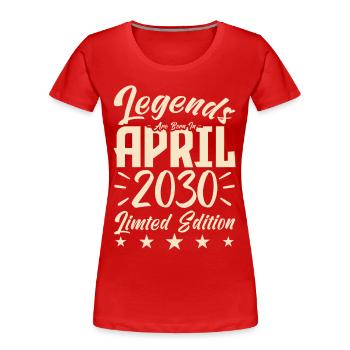 Jahrgang April 2030 Geburtstagsgeschenk 2030 - Frauen Premium Bio T-Shirt - Rot - Vorne - Mia (176cm)