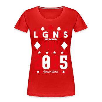 birthday gift May 2005. card games . May - Women's Premium Organic T-Shirt - red - Front - Mia (176cm)