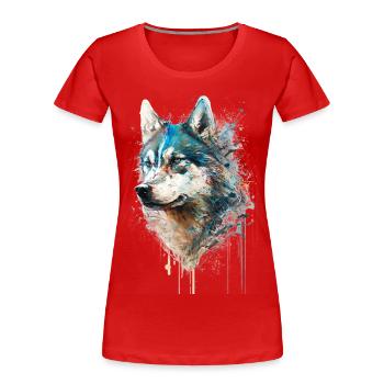 Husky sibérien 01 - T-shirt bio Premium Femme - rouge - Devant - Mia (176cm)