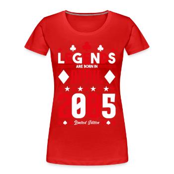 Birthday gift April 2005. card games. - Women's Premium Organic T-Shirt - red - Front - Mia (176cm)