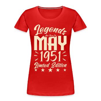 Naissance En mai 1951 Cadeau d'anniversaire 1951. - T-shirt bio Premium Femme - rouge - Devant - Mia (176cm)