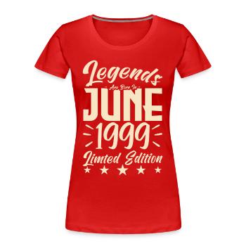 Naissance En juin 1999 Cadeau d'anniversaire 1999. - T-shirt bio Premium Femme - rouge - Devant - Mia (176cm)