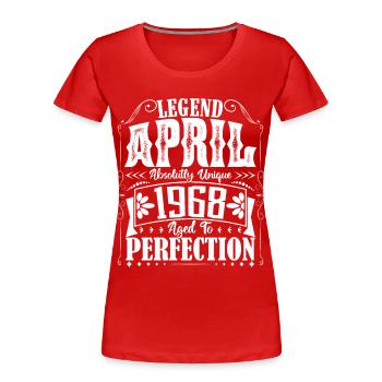 April 1968. Birthday April 1968. Gift 1968. - Women's Premium Organic T-Shirt - red - Front - Mia (176cm)