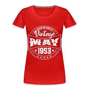 Mai 1953. Geburtstagsgeschenk Mai 1953. Mai - Frauen Premium Bio T-Shirt - Rot - Vorne - Mia (176cm)