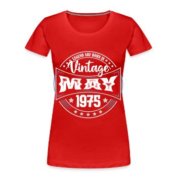 Mai 1975. Geburtstagsgeschenk Mai 1975. Mai - Frauen Premium Bio T-Shirt - Rot - Vorne - Mia (176cm)