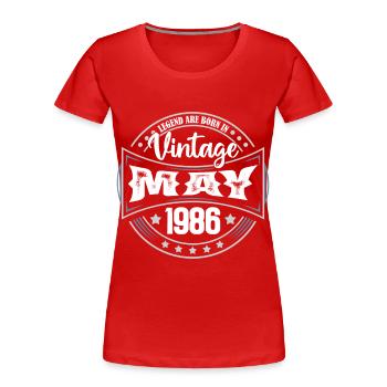 Mai 1986. Geburtstagsgeschenk Mai 1986. Mai - Frauen Premium Bio T-Shirt - Rot - Vorne - Mia (176cm)