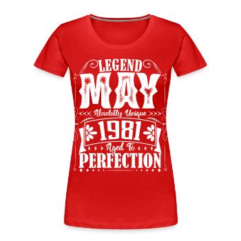 Mai 1981. Geburtstag Mai 1981. Geschenk Mai 1981. - Frauen Premium Bio T-Shirt - Rot - Vorne - Mia (176cm)