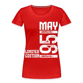 Cadeau may 1951. anniversary may 1951. Mai 1951. - T-shirt bio Premium Femme - rouge - Devant - Mia (176cm)