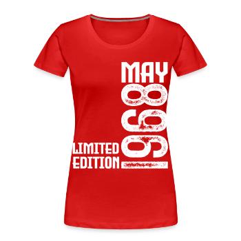 Gift May 1968. Anniversary May 1968. May 1968. - Women's Premium Organic T-Shirt - red - Front - Mia (176cm)